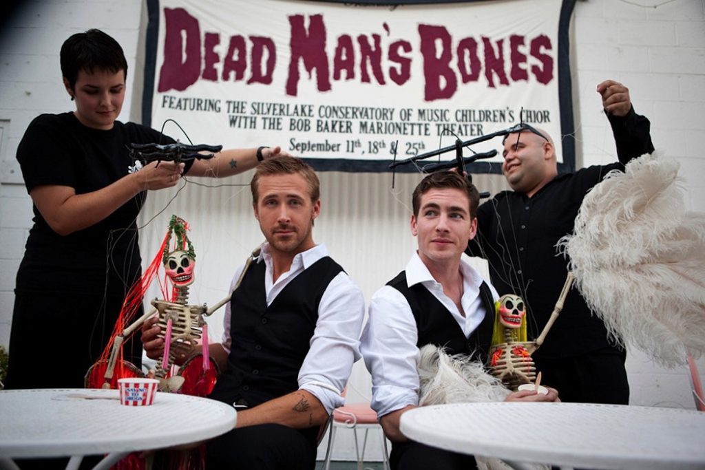 Ryan Gosling with his band, Dead Mans Bones. Photo credits: https://i.ytimg.com/vi/XaBV00M7QgA/hqdefault.jpg