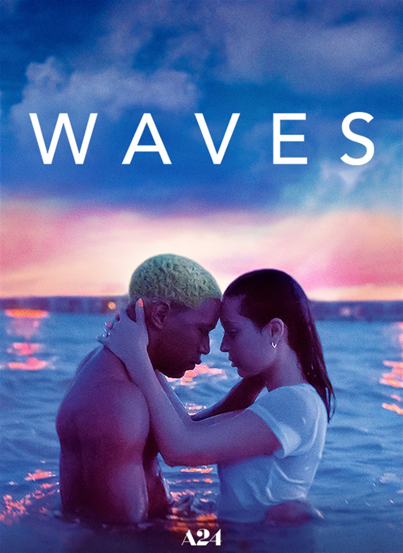 The promotional poster for the movie Waves, distributed by A24. Photo credits: https://www.microsoft.com/en-us/p/waves/8d6kgwxn0kpx?activetab=pivot%3aoverviewtab